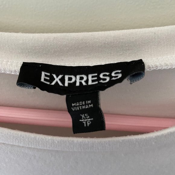 Express White Tie-Waist Oversized Top Size XS - Picture 2 of 12